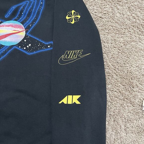 VTG Nike Sweatshirt Mens Medium Black Galaxy Overprint Just Do It Y2K Skateboard - Picture 4 of 11